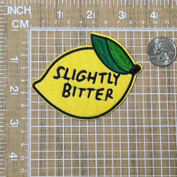 Slightly Bitter Embroidered Iron On Patch Lemon Funny Sassy Crafts - Picture 2 of 6